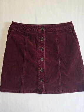Maurices Burgundy Button Skirt 6